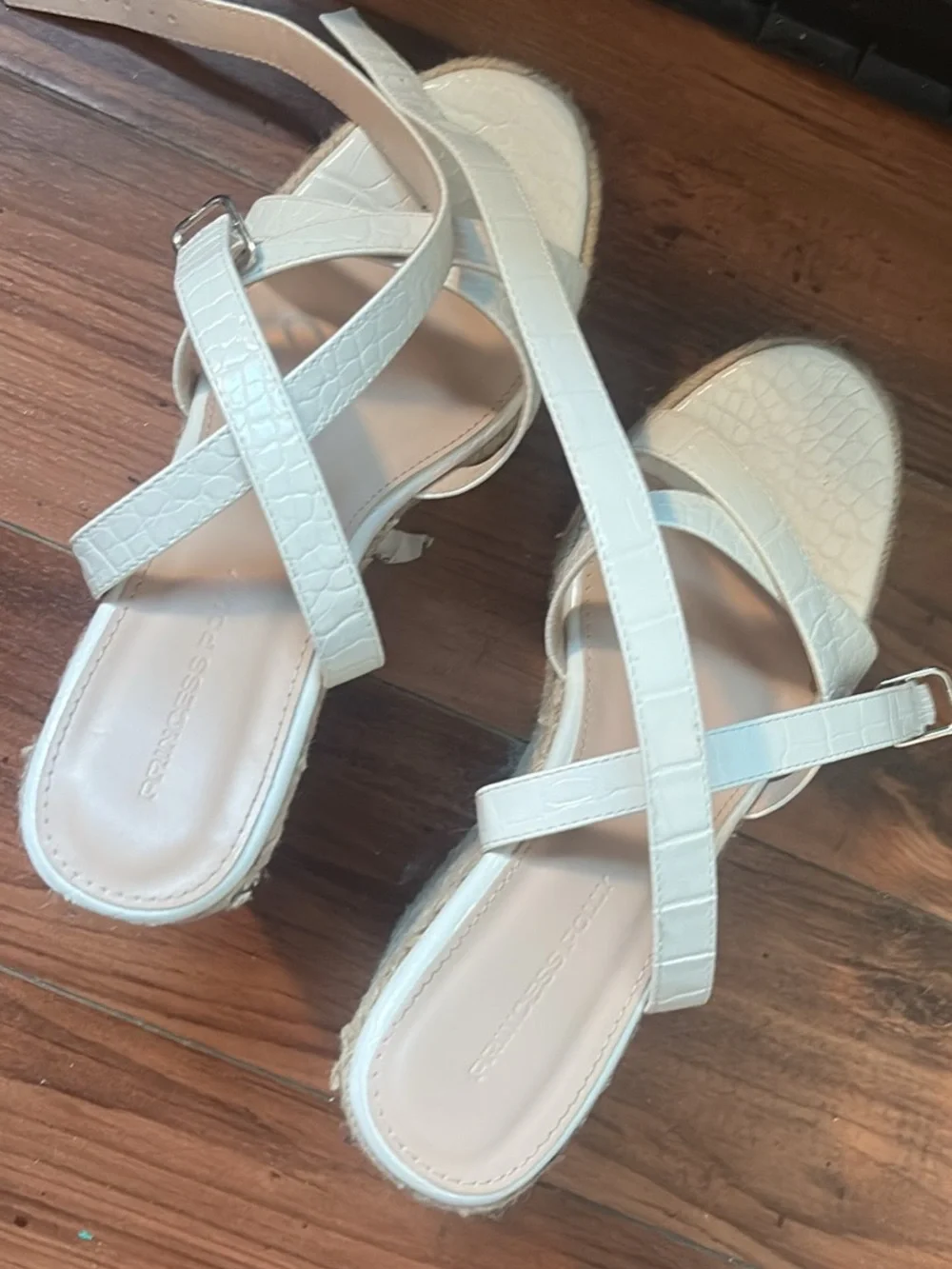 Princess Polly Cream Espadrille Wedge Sandals